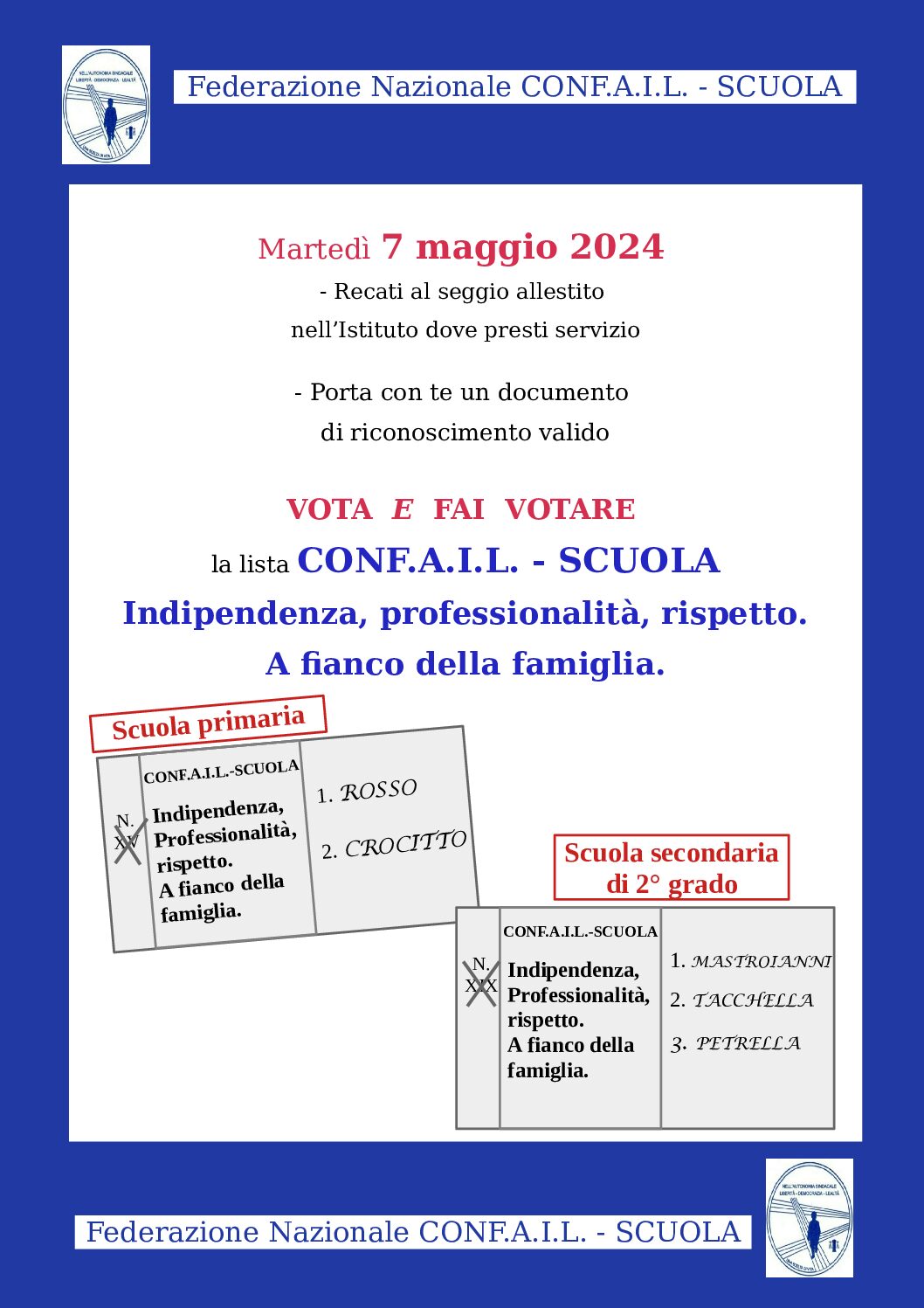 CONF.A.I.L. SCUOLA – MATERIALE ELETTORALE